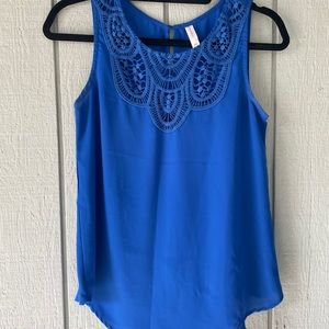 Target Cobalt Blue Chiffon Embroidered Tank Top